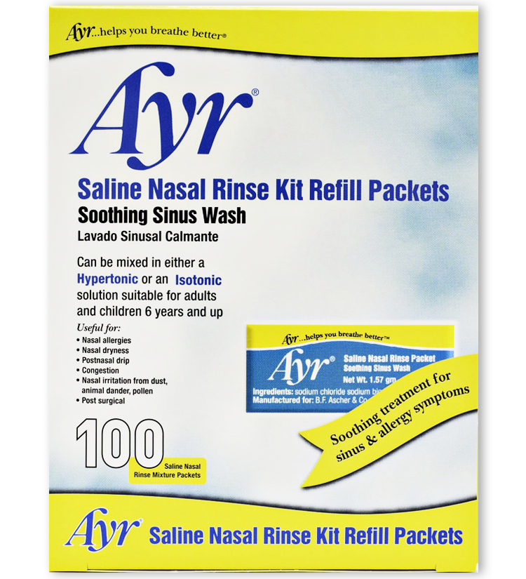 Ayr Saline Nasal Rinse Kit Refills 100 - B.F. Ascher & Company, Inc.